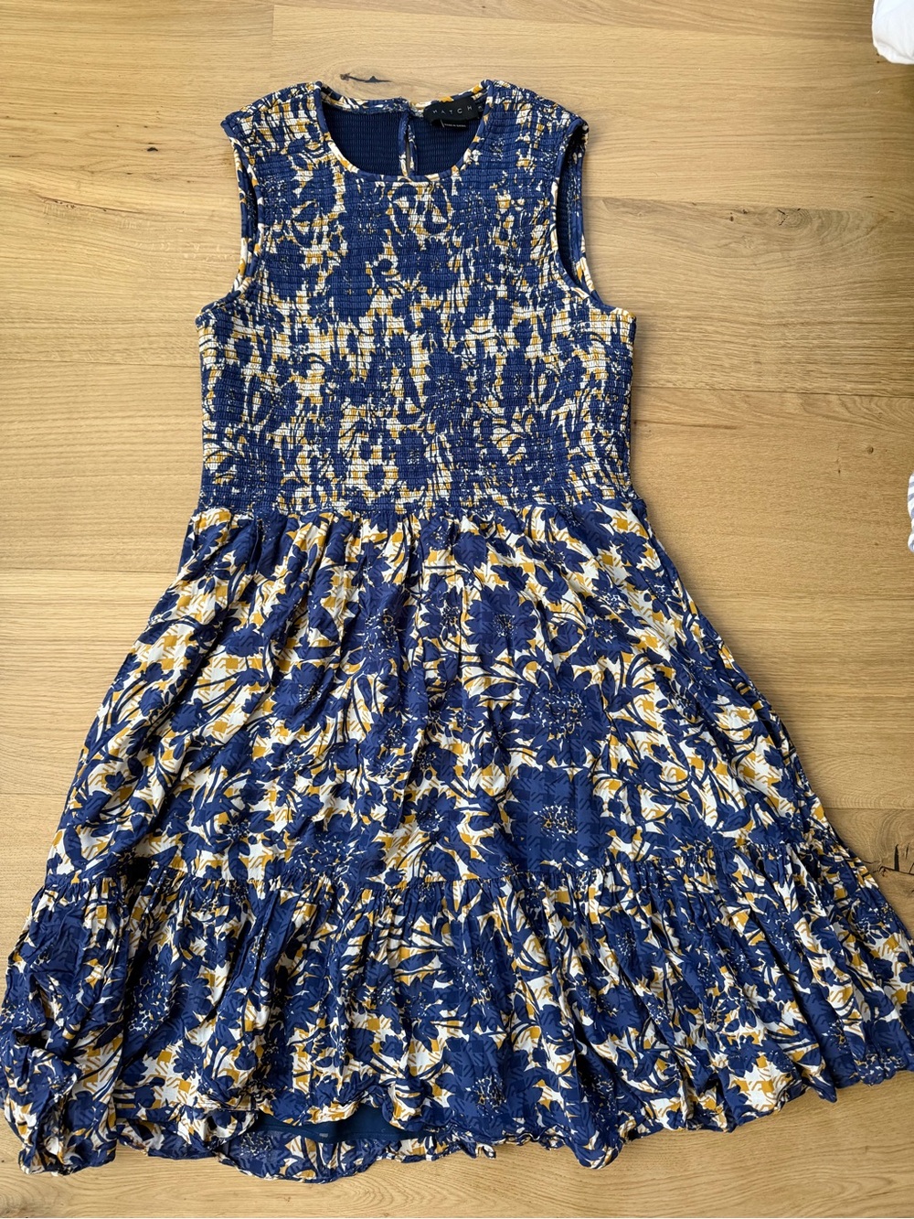 HATCH Maternity Navy Floral Smocked Midi Dress Size 3 / L